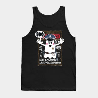 BOO Policewoman dressed as a GHOST - cute Halloween Tank Top